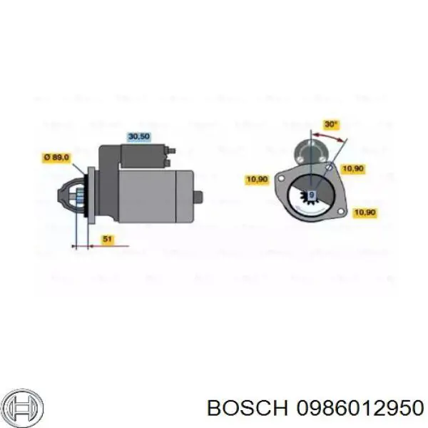 Motor de arranco 0986012950 Bosch