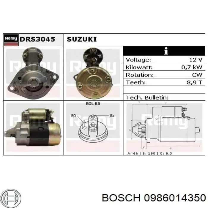 Compre 0986014350 Bosch Motor de arranco