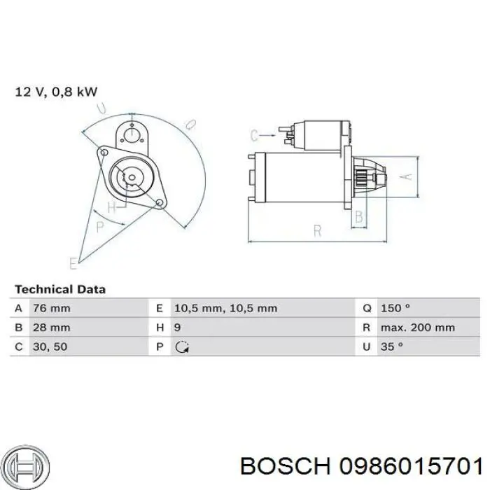 Compre 0986015701 Bosch Motor de arranco