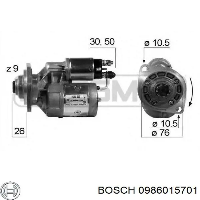 Motor de arranco 0986015701 Bosch