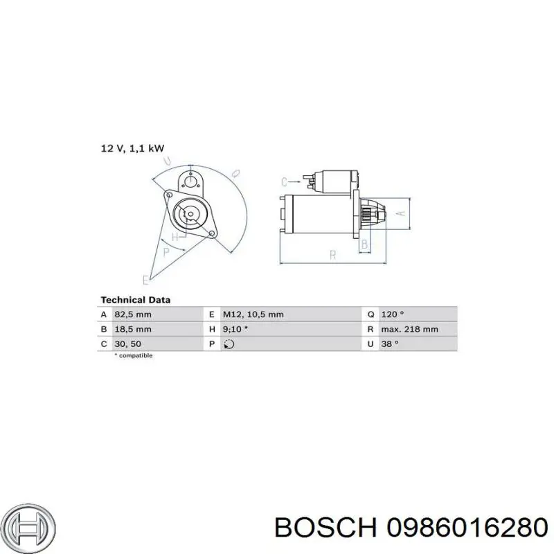 Motor de arranco Bosch 0986016280 preço, a partir de 61,29 USD
