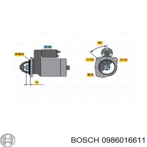 Motor de arranco 0986016611 Bosch