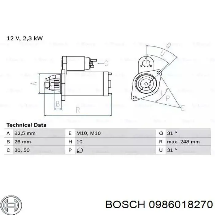 Motor de arranco Bosch 0986018270 preço, a partir de 57,94 USD