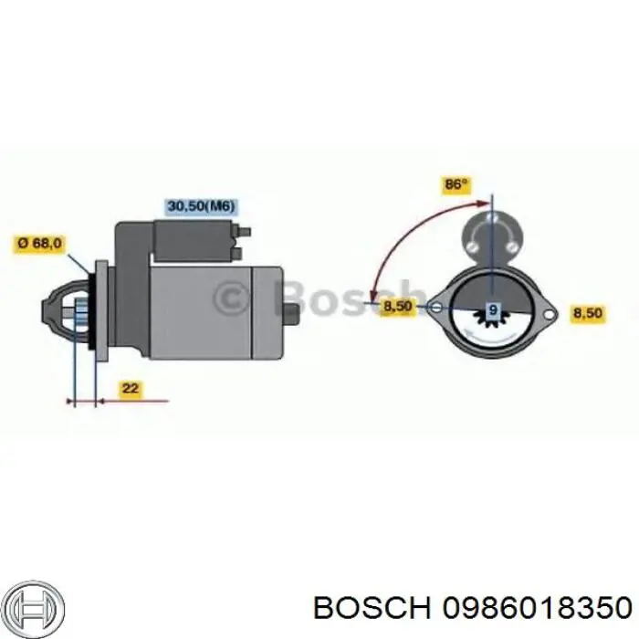 Compre 0986018350 Bosch Motor de arranco