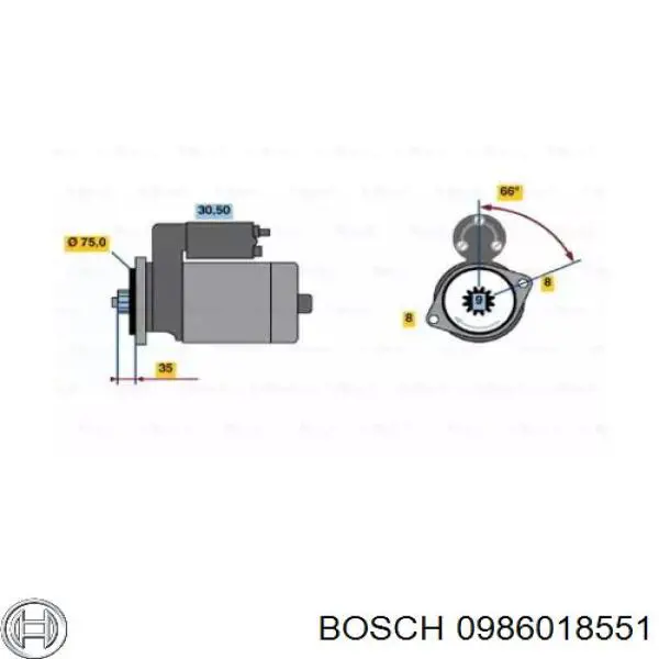 Motor de arranco 0986018551 Bosch