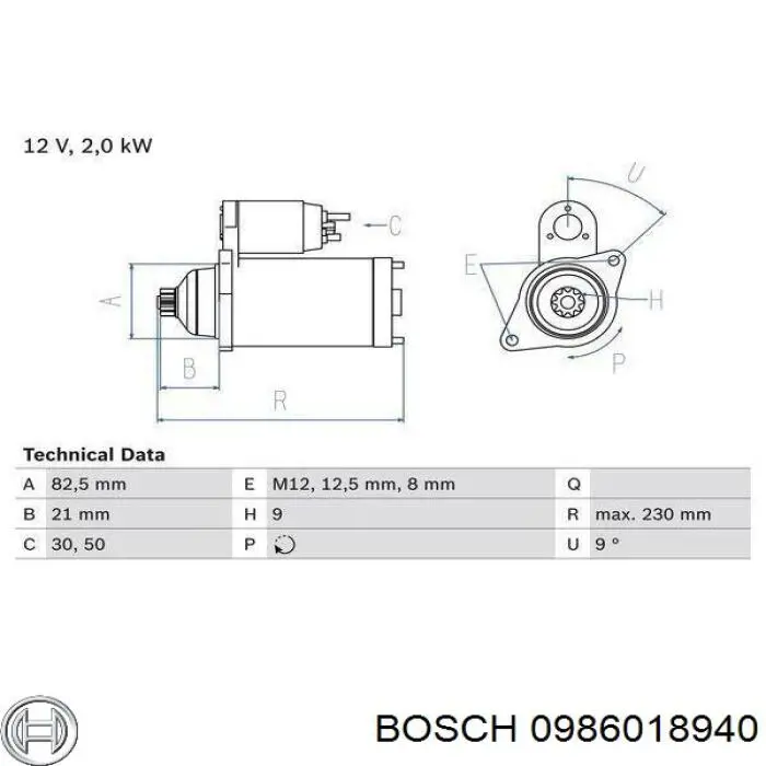 Compre 0986018940 Bosch Motor de arranco