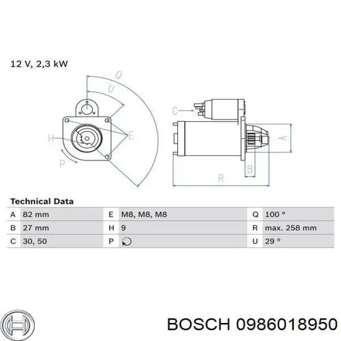 Motor de arranco Bosch 0986018950 preço, a partir de 80,02 USD