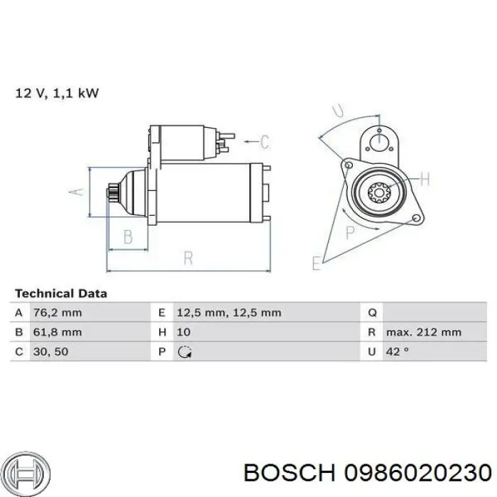 0986020230 Bosch Motor de arranco