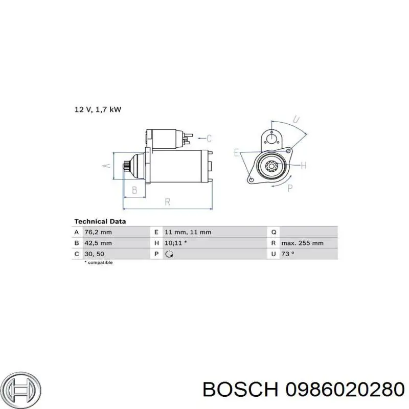 Motor de arranco Bosch 0986020280 preço, a partir de 128,08 USD