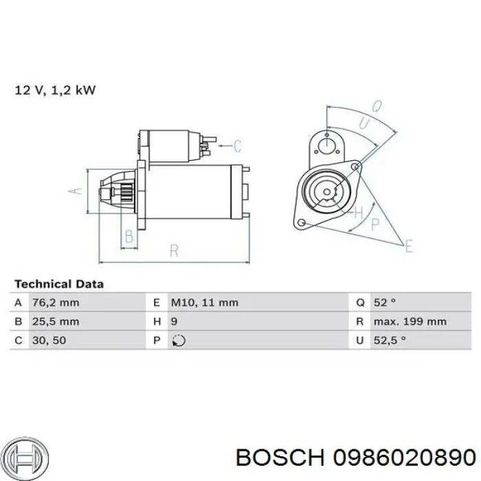 Motor de arranco Bosch 0986020890 preço, a partir de 148,97 USD