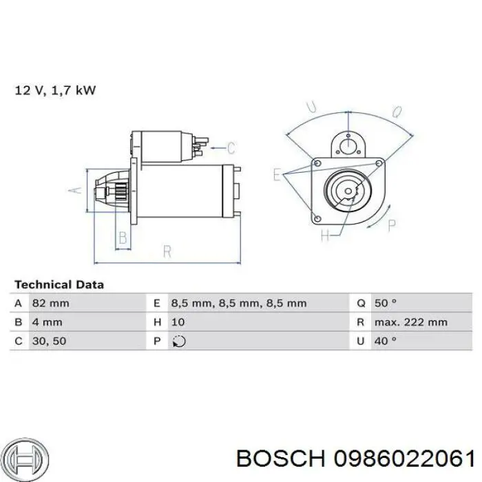 Motor de arranco Bosch 0986022061 preço, a partir de 128,97 USD
