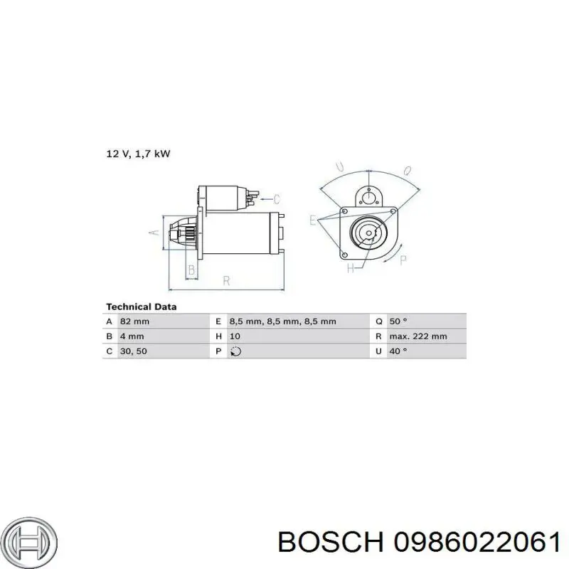 Compre 0986022061 Bosch Motor de arranco