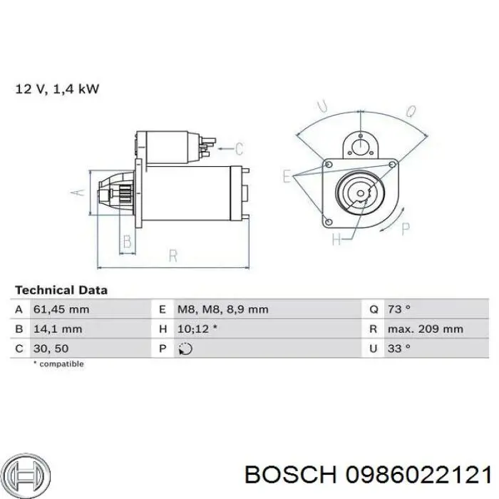 Motor de arranco Bosch 0986022121 preço, a partir de 65,18 USD
