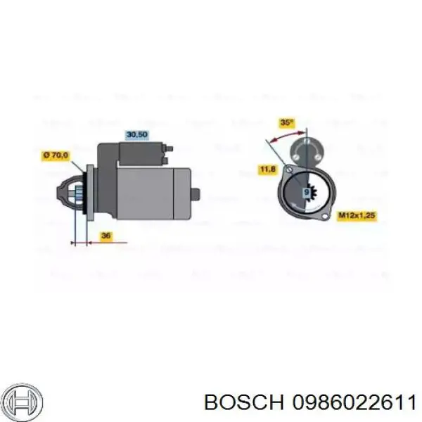 Motor de arranco 0986022611 Bosch