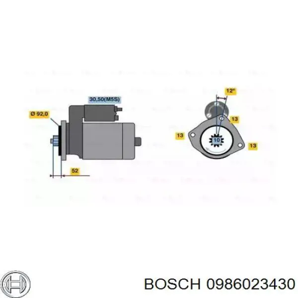 Motor de arranco Bosch 0986023430 preço, a partir de 270,75 USD