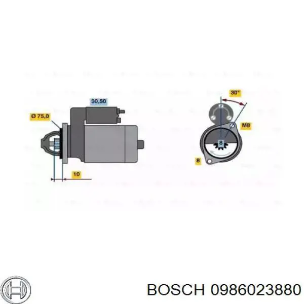 Motor de arranco 0986023880 Bosch