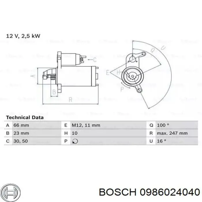 Motor de arranco Bosch 0986024040 preço, a partir de 72,36 USD