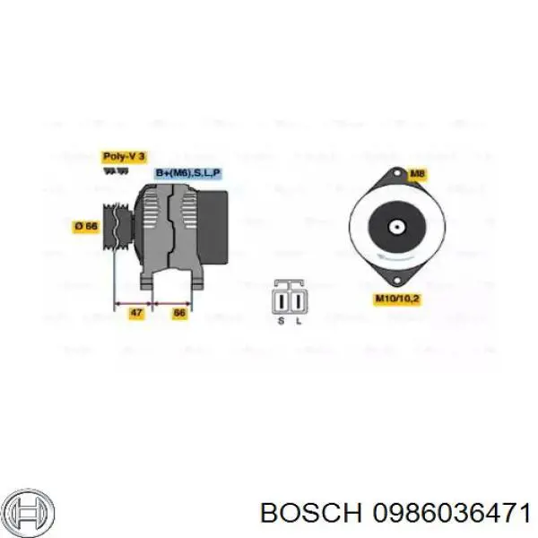 Gerador Bosch 0986036471 preço, a partir de 209,94 USD