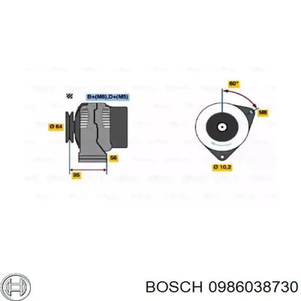 Gerador Bosch 0986038730 preço, a partir de 246,52 USD