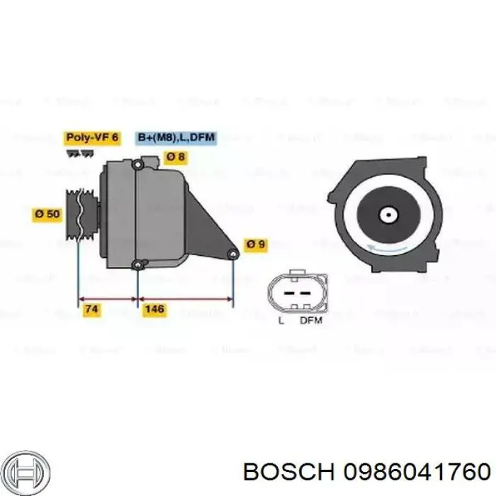 Gerador Bosch 0986041760 preço, a partir de 553,85 USD
