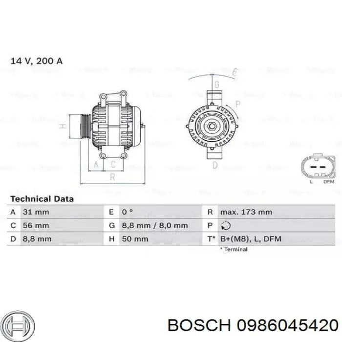 Gerador Bosch 0986045420 preço, a partir de 197,84 USD