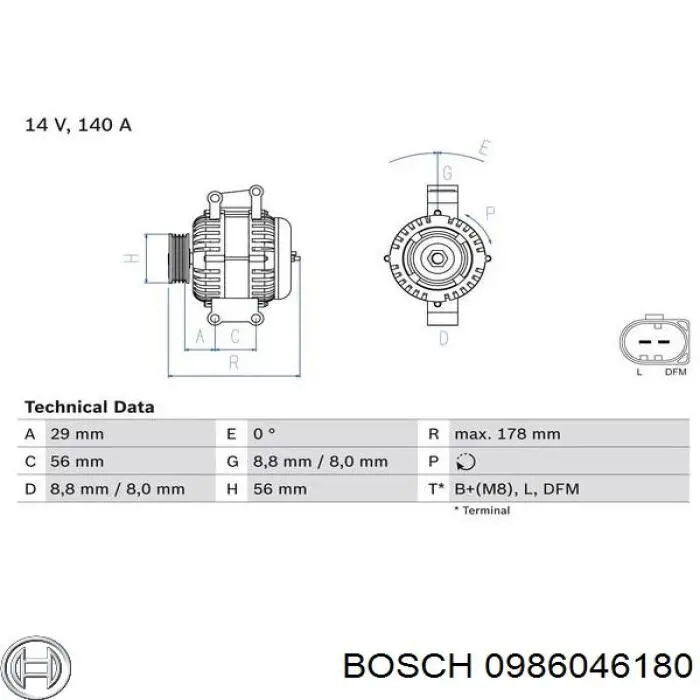 Gerador Bosch 0986046180 preço, a partir de 264,23 USD