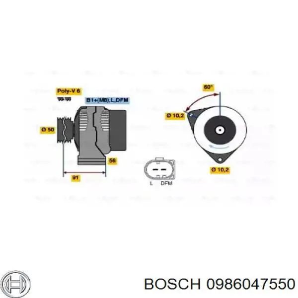 Gerador Bosch 0986047550 preço, a partir de 138,15 USD