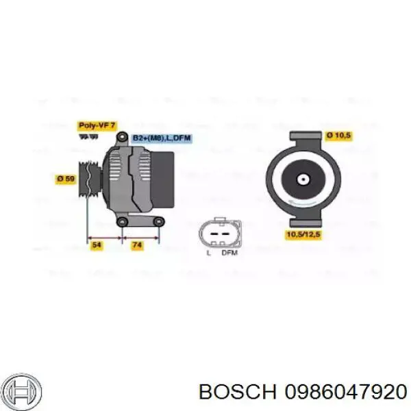 Gerador Bosch 0986047920 preço, a partir de 396,85 USD