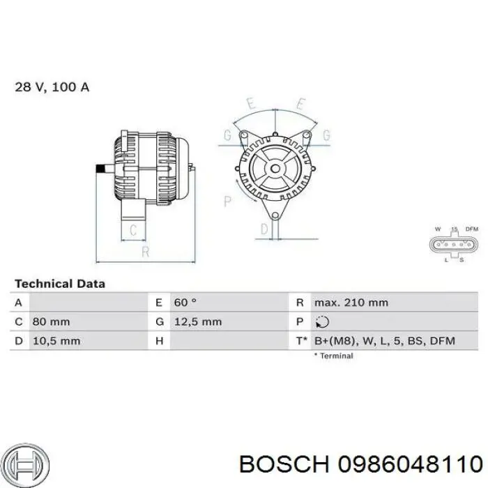Gerador Bosch 0986048110 preço, a partir de 281,23 USD