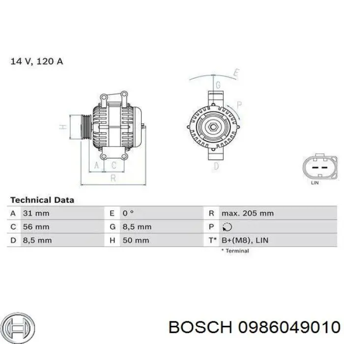 Gerador Bosch 0986049010 preço, a partir de 191,02 USD