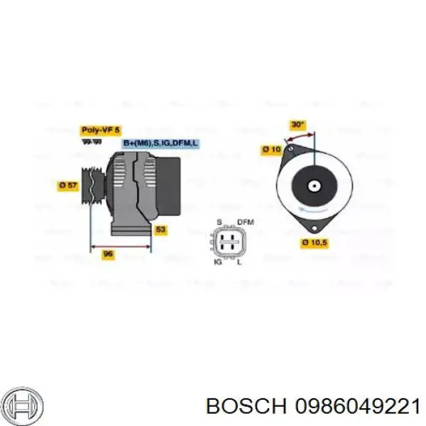 Gerador Bosch 0986049221 preço, a partir de 303,97 USD