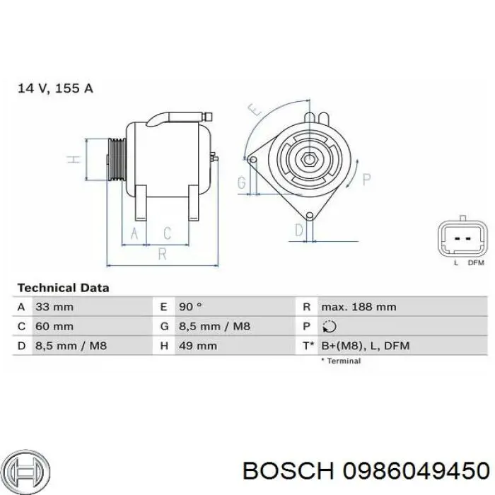 0986049450 Bosch Gerador