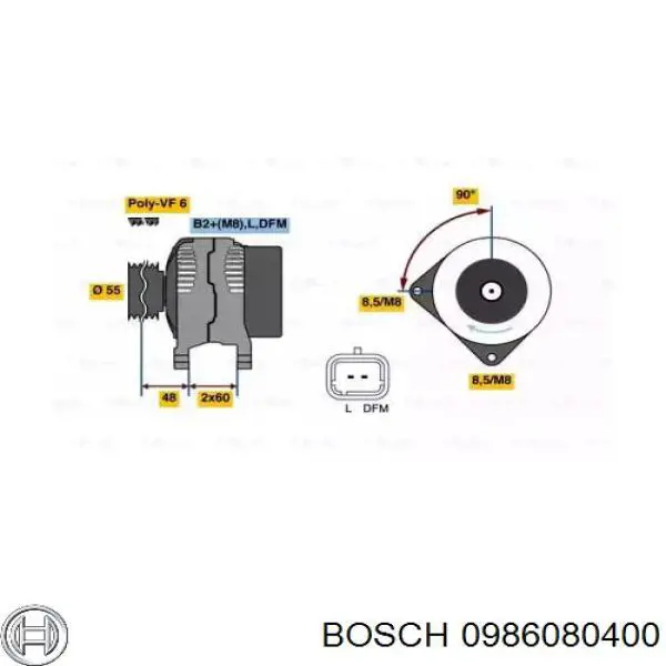 Gerador Bosch 0986080400 preço, a partir de 208,22 USD