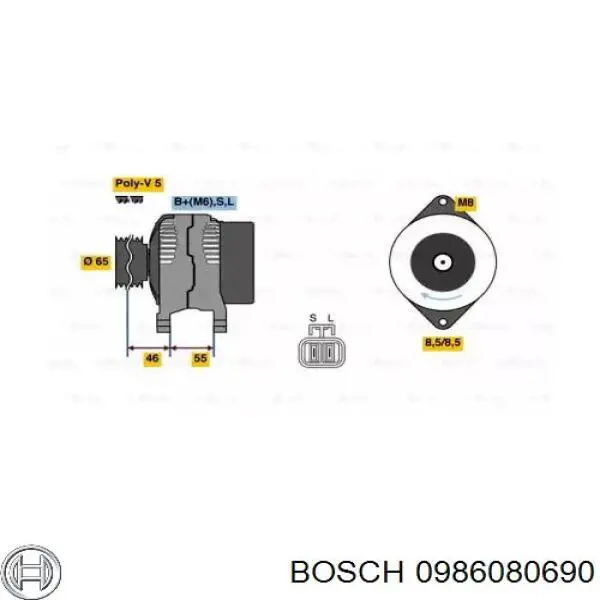 Gerador 0986080690 Bosch
