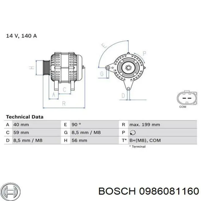 Gerador Bosch 0986081160 preço, a partir de 247,05 USD