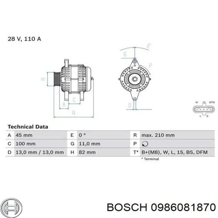 0986081870 Bosch Gerador