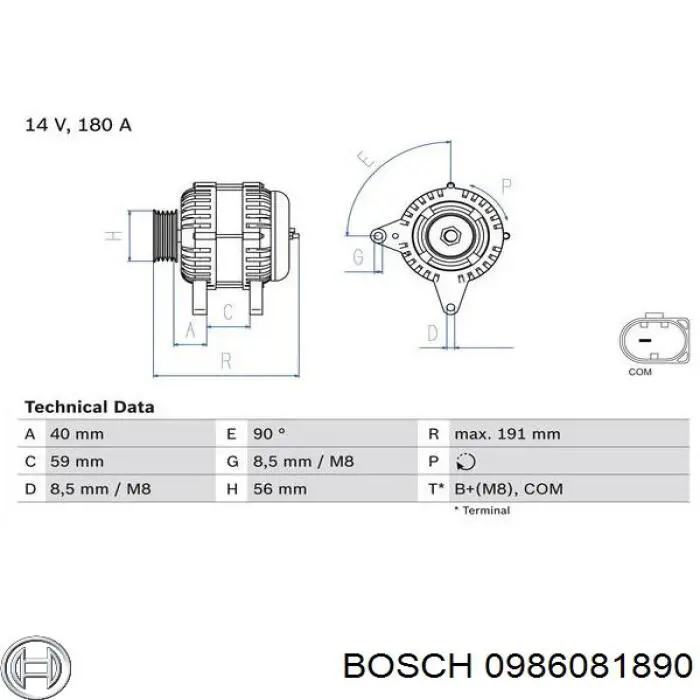 Gerador Bosch 0986081890 preço, a partir de 100,63 USD