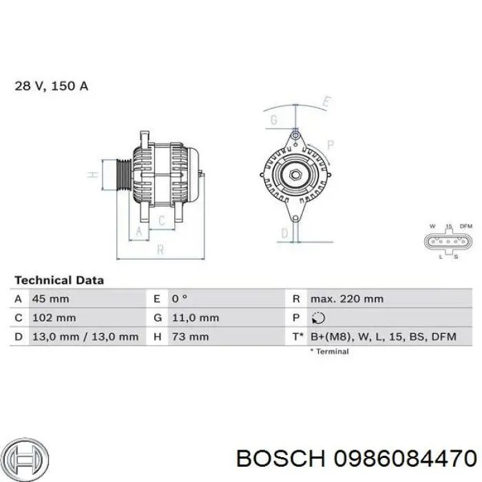 0986084470 Bosch Gerador