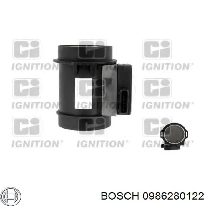 Compre 0986280122 Bosch Sensor de fluxo (consumo) de ar, medidor de consumo M.A.F. - (Mass Airflow)