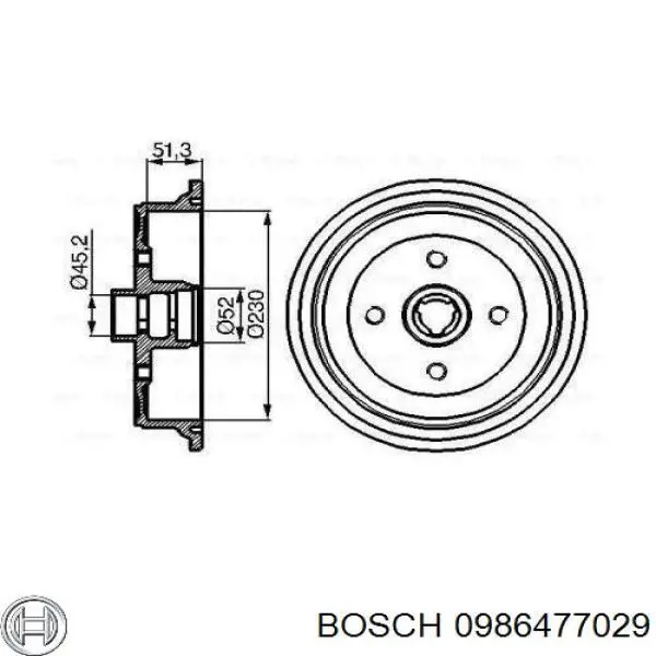 0986477029 Bosch Tambor do freio traseiro