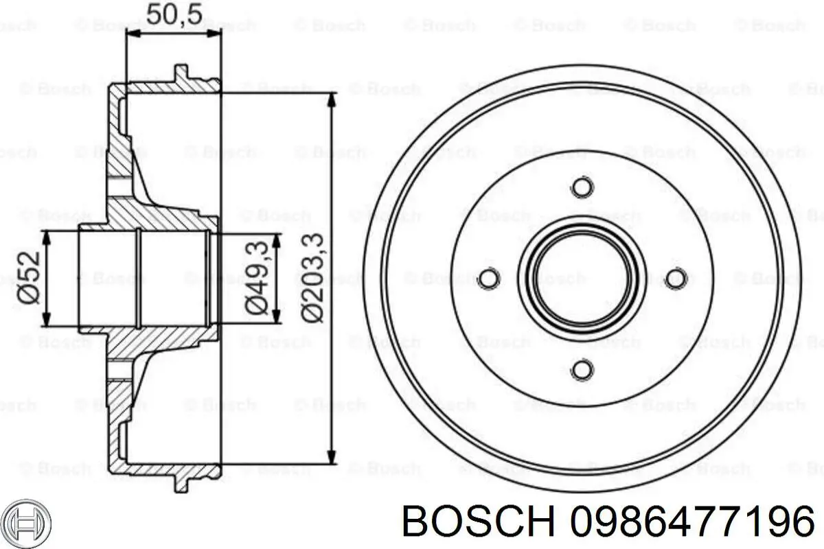 0986477196 Bosch Tambor do freio traseiro