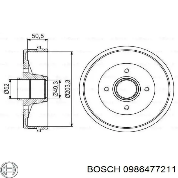 0986477211 Bosch Tambor do freio traseiro