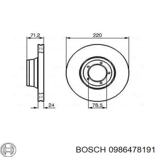 Disco do freio dianteiro 0986478191 Bosch