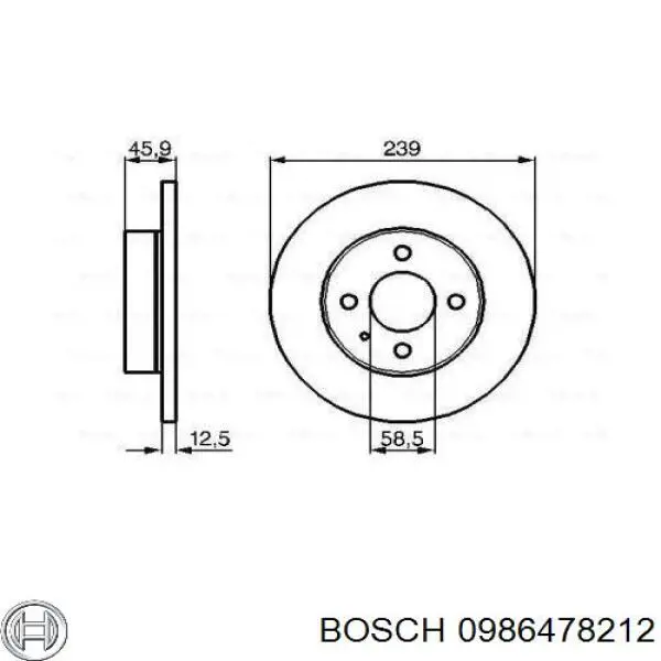 Disco do freio dianteiro 0986478212 Bosch