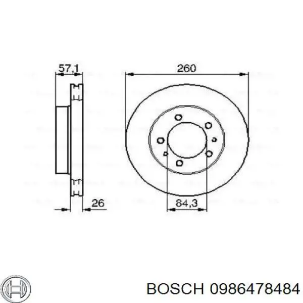 Disco do freio dianteiro 0986478484 Bosch