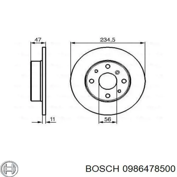 Disco do freio dianteiro 0986478500 Bosch