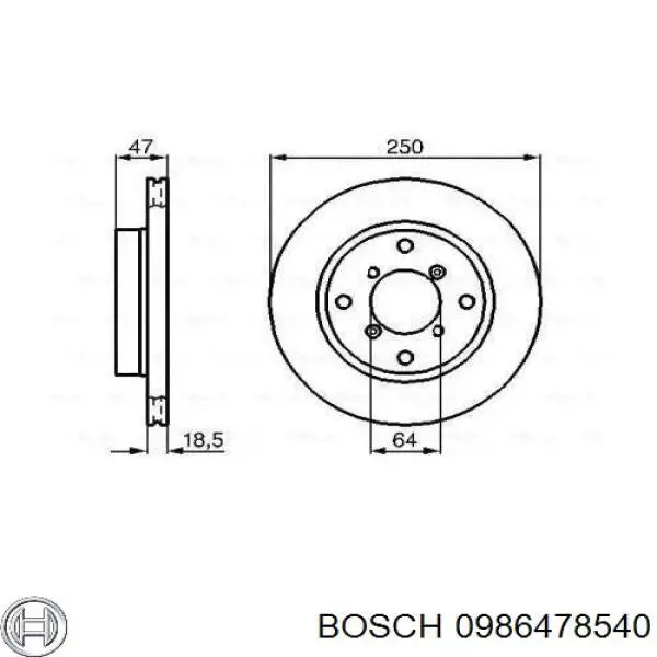 Disco do freio dianteiro 0986478540 Bosch