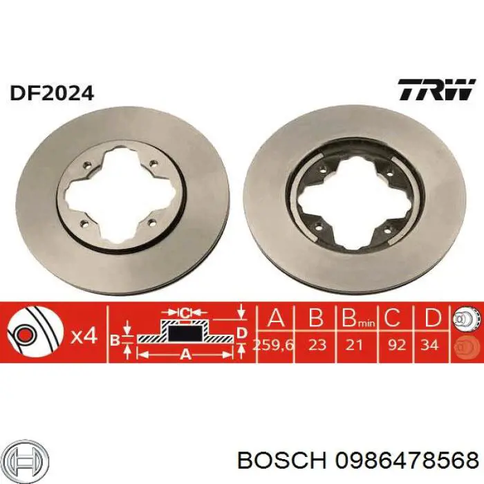 Compre 0986478568 Bosch Disco do freio dianteiro