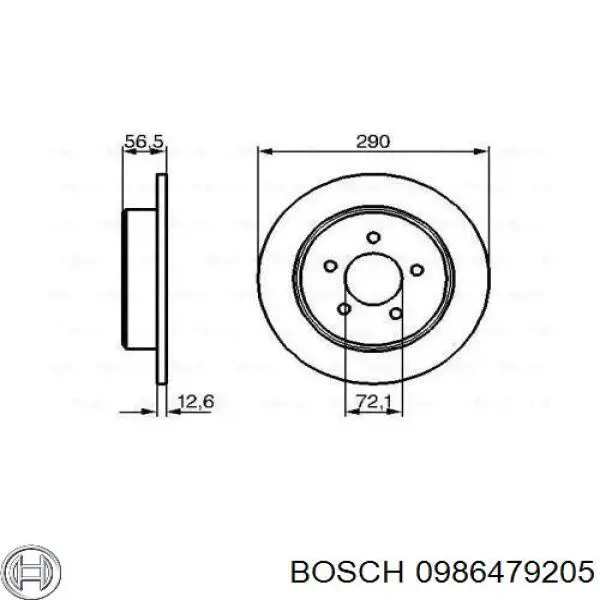 Disco do freio traseiro 0986479205 Bosch