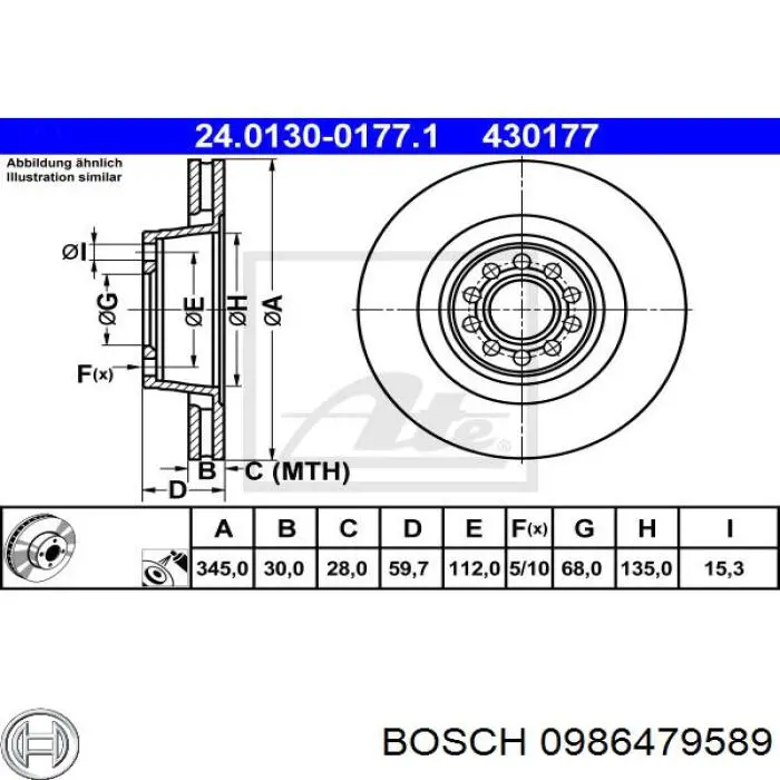 Compre 0986479589 Bosch Disco do freio dianteiro